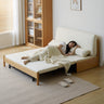 Premium Beige Gray Sofabed with Zelkova Wood Frame and Cotton - Linen Upholstery fcp - 1291MUTUKISPACE