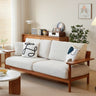 Elegant White Sofa with Green and Light Brown Accents on Cherry and Ash Wood Frame – Cotton - Linen Blend Upholstery fcp - 1292MUTUKISPACE