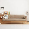 Modern Multi - Color Sofa with Faux Leather and Oak Wood Accents - Beige, Yellow, Gray, Blue, Green, Light Brown fcp - 1293MUTUKISPACE