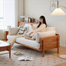 Chic Sofa in Beige and Light Brown with Green Accents and Cherry or Ash Wood Finish - Cotton Corduroy Fabric fcp - 1295MUTUKISPACE