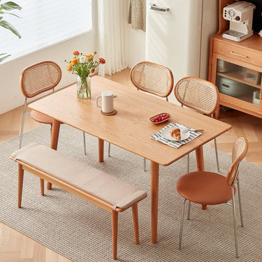 Stylish Natural Cherry Wood Dining Table | Premium Quality & Elegant Design fcp - 1296MUTUKISPACE