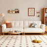 Elegant Beige Sofa with Light Brown Ash Wood Frame - Cotton & Faux Leather Upholstery fcp - 1297MUTUKISPACE