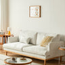 Luxury Goose Down Sofa with Light Gray Cotton and Beige Faux Leather Accents, Cherry Wood Frame fcp - 1298MUTUKISPACE