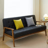 Modern Ash Wood Faux Leather Sofa - Sleek Black, Light Brown & Gray Design fcp - 1304MUTUKISPACE