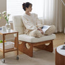 Luxurious White Cotton chair with Cherry Wood Detailing and Plush Down Cushioning fcp - 1305MUTUKISPACE