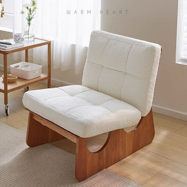 Luxurious White Cotton chair with Cherry Wood Detailing and Plush Down Cushioning fcp - 1305MUTUKISPACE