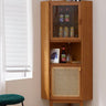 Elegant Natural Cherry Wood Cabinet with Glass Doors and Rattan Accents fcp - 1306MUTUKISPACE