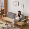 Stylish Beige Corduroy Sofa with Gray Brown Frame and Natural Ash Wood Accents fcp - 1307MUTUKISPACE