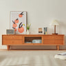 Elegant Natural Cherry Wood TV Cabinet with Zelkova Wood Shelving and Glass Doors fcp - 1310MUTUKISPACE