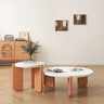 Elegant White Ash Wood & Stone Coffee Table – Perfect for Modern Interiors fcp - 1312MUTUKISPACE