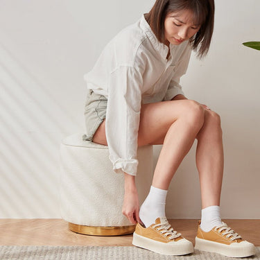 Chic Light Gray Cotton - Linen & Beige Brown Faux Leather Stool - Cozy White Sheep Boa & Pink Cotton - Linen Seat fcp - 1313MUTUKISPACE
