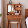 Elegant Natural Cherry Wood Makeup Vanity with Glass Top fcp - 1321MUTUKISPACE