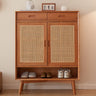 Elegant Natural Cherry Wood Cabinet with Rattan Inlays - Perfect for Stylish Living Spaces fcp - 1323MUTUKISPACE