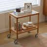 Elegant Natural Cherry Wood Side Table with Glass Top - Perfect for Living Room Decor fcp - 1326MUTUKISPACE