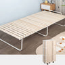 Stylish White Paulownia Wood Bed Frame with Steel Accents - Elegant Natural Finish fcsnm - 901MUTUKISPACE