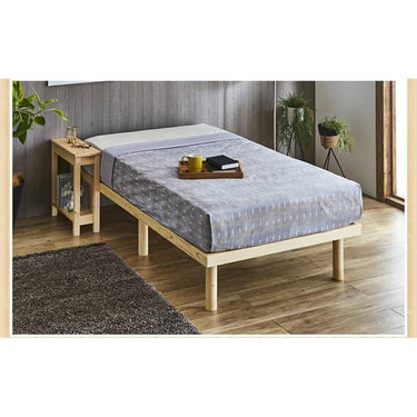 Rustic Fir Wood Bed in Natural White and Brown Finish fcsnm - 902MUTUKISPACE