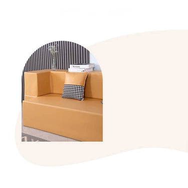 Stylish Yellow Orange Grey Leathaire Sofa Bed - Ultimate Comfort with Foam and Figure Cotton fcsnm - 910MUTUKISPACE