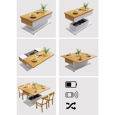 Modern Wooden Tea Table with Storage and Adjustable Height for Living Room fcx - 2592MUTUKISPACE