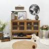 Stylish Cedar Wood Glass Cabinet – Elegant Storage Solution for Your Home fczym - 2315MUTUKISPACE