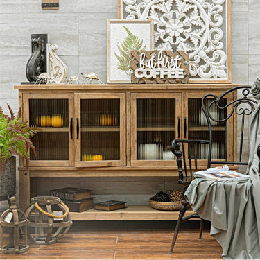 Stylish Cedar Wood Glass Cabinet – Elegant Storage Solution for Your Home fczym - 2315MUTUKISPACE