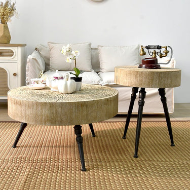 Premium Oak Wood Coffee Table - Stylish & Durable Living Room Centerpiece fczym - 2325MUTUKISPACE