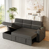 85 Inches Corduroy Sofa Bed, 3 Seater Sleeper Sofa with Storage Chaise, Square Handrail With Two Cup - holder And USB Charge Port, Pull Out Couch for Living RoomMUTUKISPACE