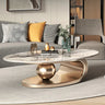 Luxurious Ceramic Sintered Stone Tea Table with Stainless Steel Base - Modern Elegance for Your Living Room fdl - 2595MUTUKISPACE