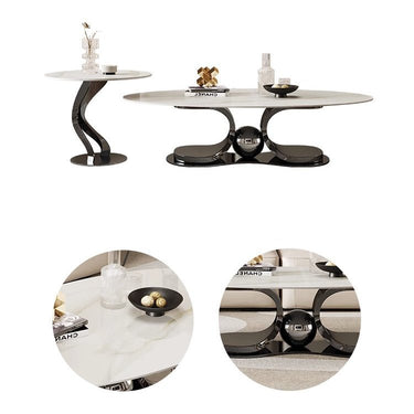 Sleek Modern Coffee Table - Sintered Stone & Stainless Steel for Elegant Living Rooms fdl - 2596MUTUKISPACE