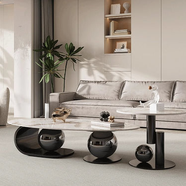 Elegant Sintered Stone Stainless Steel Coffee Table for Modern Living Rooms fdl - 2597MUTUKISPACE