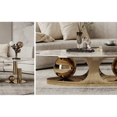 Sintered Stone Stainless Steel Coffee Table – Modern Elegance for Your Living Space fdl - 2598MUTUKISPACE