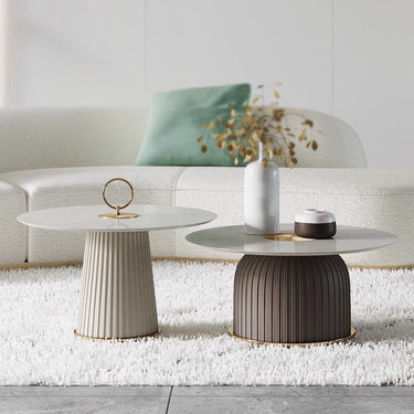Elegant Ceramic Carbon Steel Coffee Table with Microfiber Leather Finish fdl - 2601MUTUKISPACE