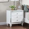 Contemporary Nightstands with mirror frame accents, Bedside Table with two drawers and one hidden drawer, End Table with Crystal Pull for Living Room,Bedroom, WhiteMUTUKISPACE