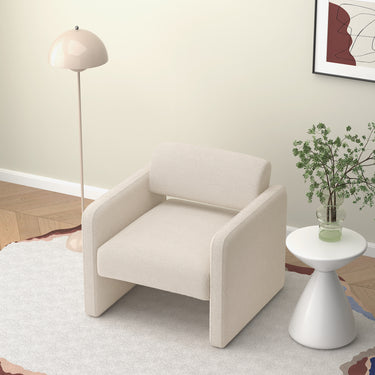 BEIGE single sofa chair, upholstered comfortable chair with armrests, for dining room/bedroom/living room/reception - BEIGE (30.9"*30.51"*30.11")MUTUKISPACE