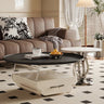 Modern Ceramic Sintered Stone Coffee Table with Stainless Steel & Acrylic Accents fhj - 4499MUTUKISPACE