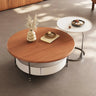 Stylish Round Tea Table with Solid Wood Top and Sleek Stainless Steel Legs fhj - 4501MUTUKISPACE
