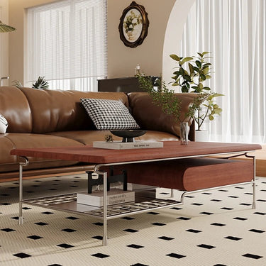 Modern Tea Table with Stainless Steel Frame and Chic MDF Design fhj - 4502MUTUKISPACE