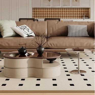 Stylish Solid Wood and Glass Tea Table with Stainless Steel Accents fhj - 4503MUTUKISPACE
