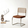 Stylish Solid Wood Chair with Rattan Weaving & PU Leather Cushion - Modern Stainless Steel Design fif - 4513MUTUKISPACE