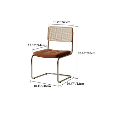 Stylish Solid Wood Chair with Rattan Weaving & PU Leather Cushion - Modern Stainless Steel Design fif - 4513MUTUKISPACE