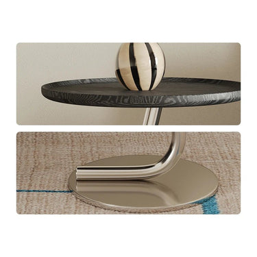 Modern Ash Wood & Stainless Steel Tea Table - Stylish and Durable Accent Piece fif - 4531MUTUKISPACE