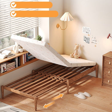 Elegant Brown and Black Natural Wood Bed – Premium Ash Wood Frame fjjj - 1652MUTUKISPACE