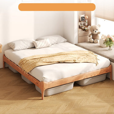 Stylish Light Brown Bed with Natural Wood Accents - Premium Ash Wood Frame fjjj - 1655MUTUKISPACE