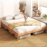 Stylish Light Brown Bed with Natural Wood Accents - Premium Ash Wood Frame fjjj - 1655MUTUKISPACE