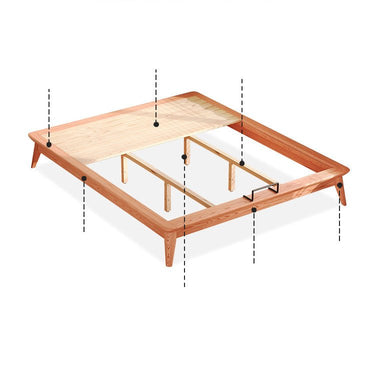 Elegant Bed Frame in Natural Wood with White and Light Brown Ash Wood Accents fjjj - 1656MUTUKISPACE