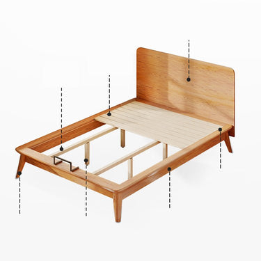 Elegant Light Brown Bed Frame in Natural Ash Wood Finish fjjj - 1659MUTUKISPACE