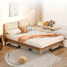 Sleek Ash Wood Bed Frame with Luxurious Down Corduroy Upholstery in Earthy Hues fjjj - 1660MUTUKISPACE