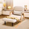 Stylish Beige Sofa with Natural Wood Accents - Comfortable Down and Faux Leather Finish fjjj - 1661MUTUKISPACE