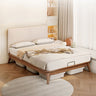 Elegant Ash Wood Bed Frame with Genuine Leather and Faux Leather Options in Beige, Brown, and Grey fjjj - 1662MUTUKISPACE