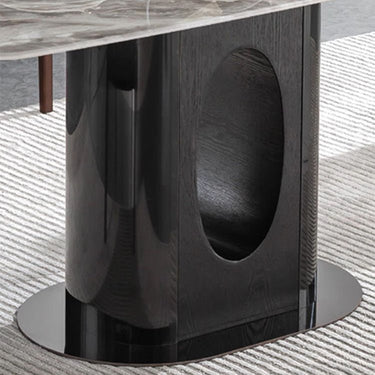 Sleek Modern Grey & Black Sintered Stone Table – Perfect for Elegant Interiors fjnl - 1586MUTUKISPACE