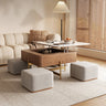 Elegant White and Brown Sintered Stone Coffee Table with Cotton and Linen Finish fjnl - 1591MUTUKISPACE